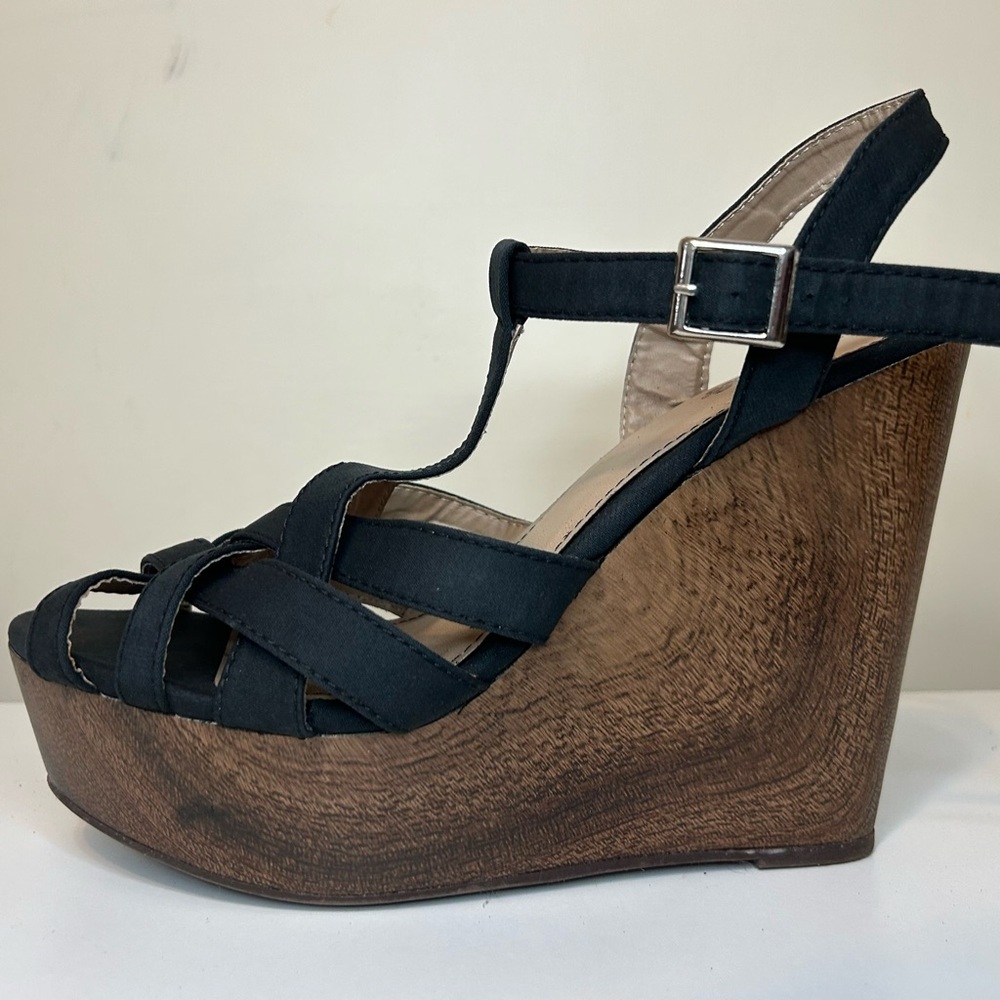 Charlotte Russe Black Platform Wedge Sandals